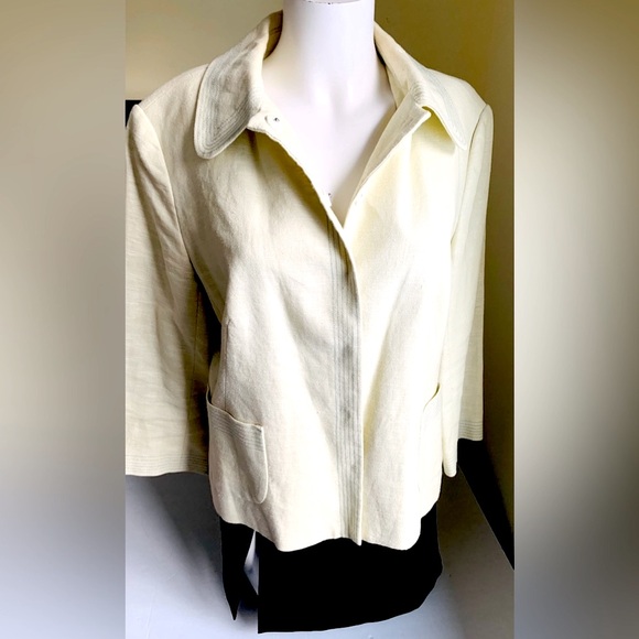 Zara Yellowish Light lime green cotton blend summer blazer 3/4 sleeves US 12 - Picture 5 of 12